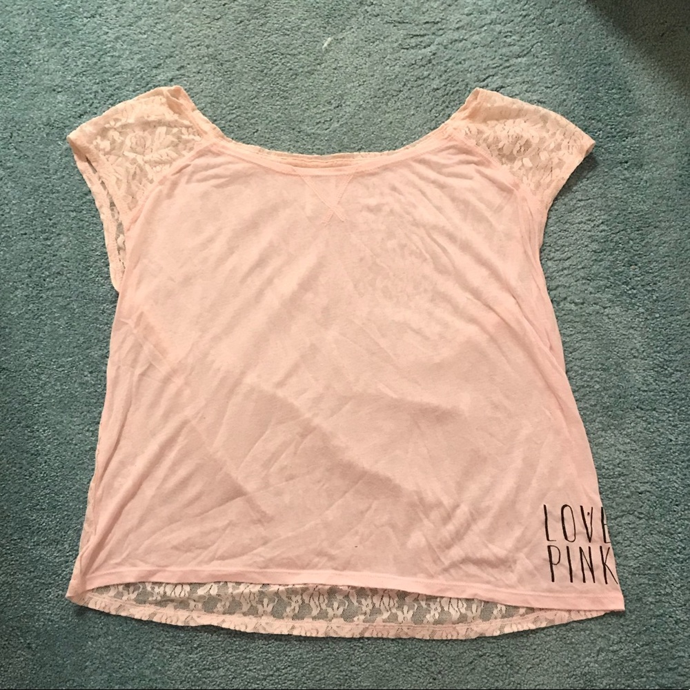 Light pink top with lace back